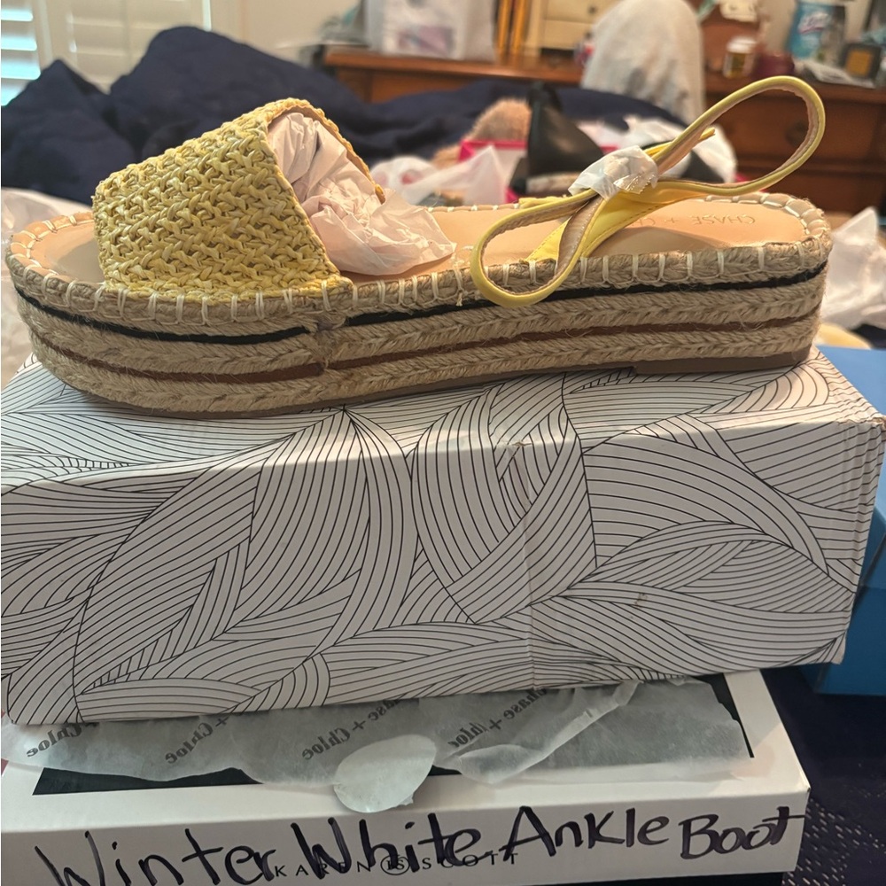 Corkys Yellow Espadrille Platform Shoes